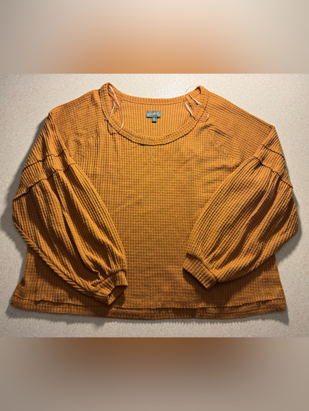 Wonderly Mustard Waffle Knit Scoop Neck Sweater